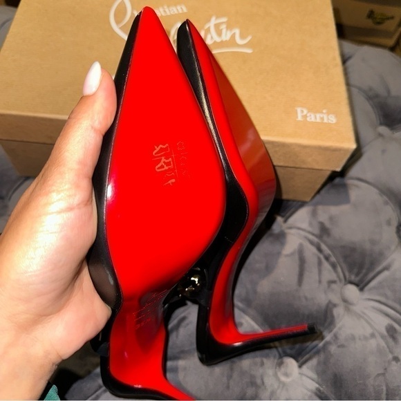 New Size 35.5 Christian Louboutin Miss Goldora 85 Black Backless Mule Heel - Picture 9 of 16